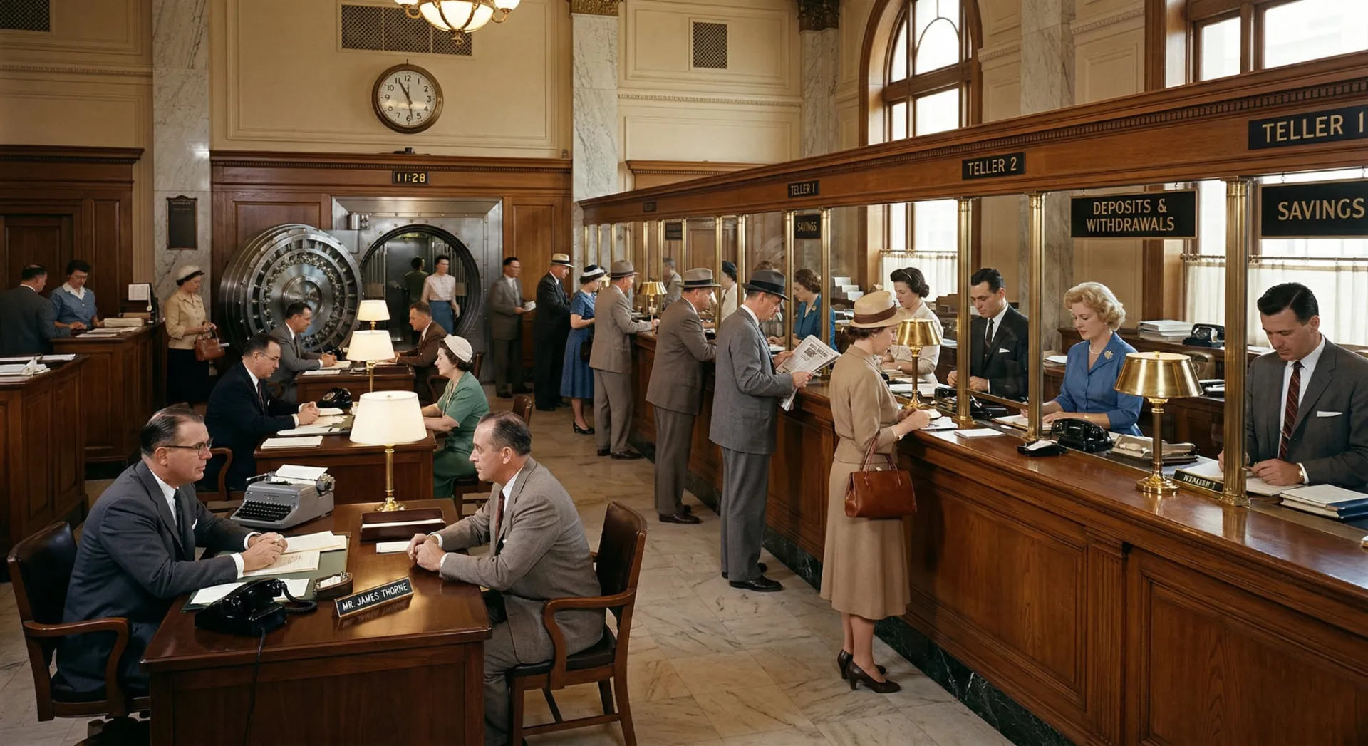 Intérieur de banque d'époque