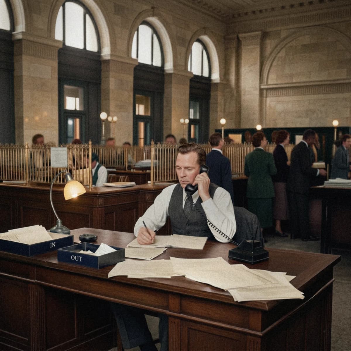 Agent de banque au téléphone