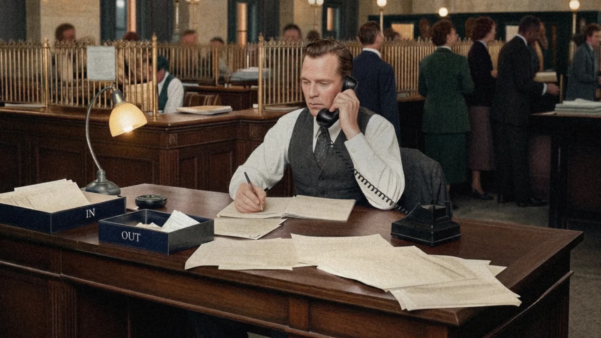 Agent de banque au téléphone